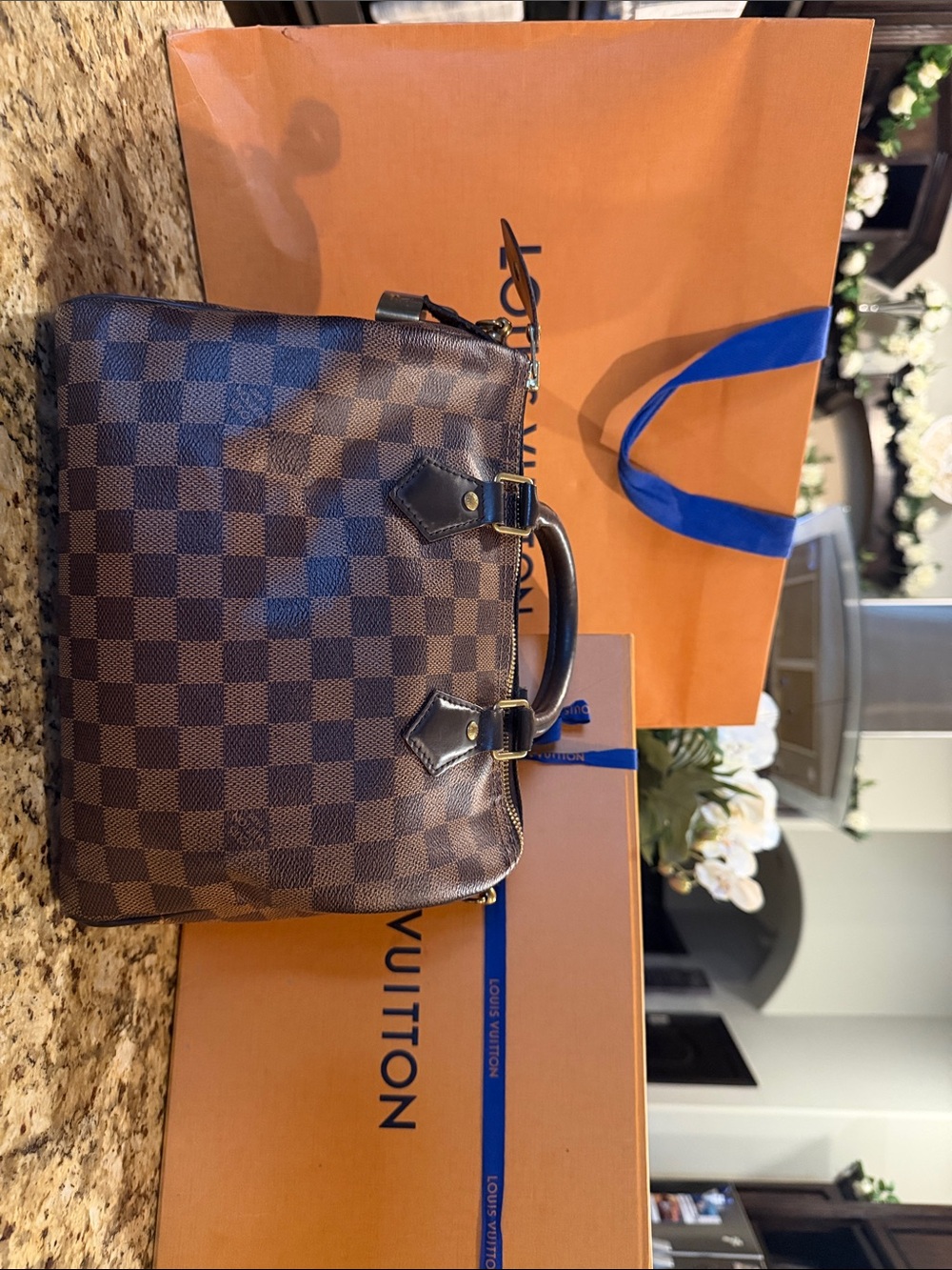 Louis Vuitton Brown Damier Ebene Speedy Satchel